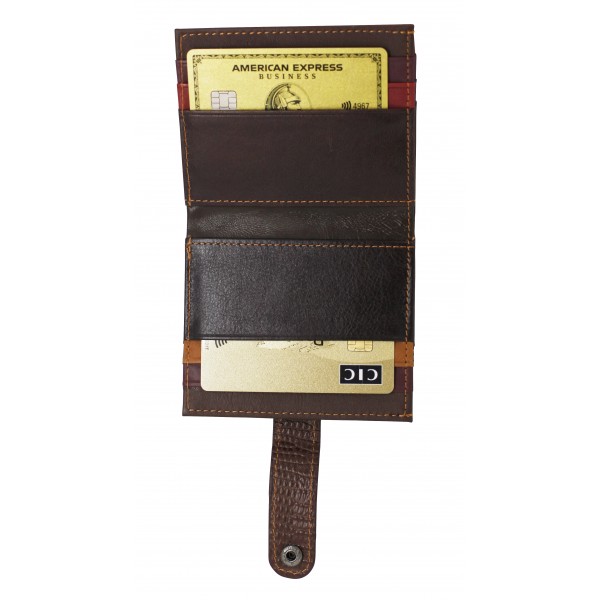 Porte cartes porte billets en cuir multi couleurs - Equinoxe Cadeaux