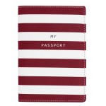 Protège passeport en PU motif rayé bleu , rouge ou noir assortis x 10