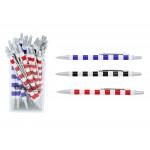 Mini metal ball pen, striped design, assorted colors x 30