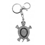 Porte clés strass tortue argent