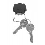 Porte-clés chien métal laqué mat, avec crochet ressort, 2 coloris noir et marron