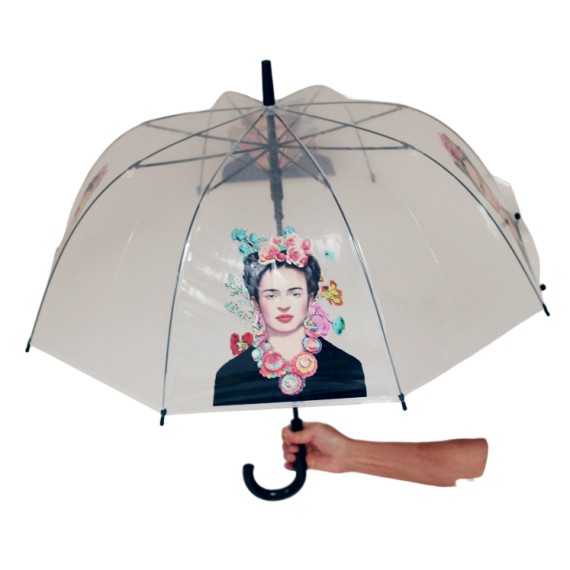 Parapluie automatique, cloche transparent  thème " Frida Kalo"